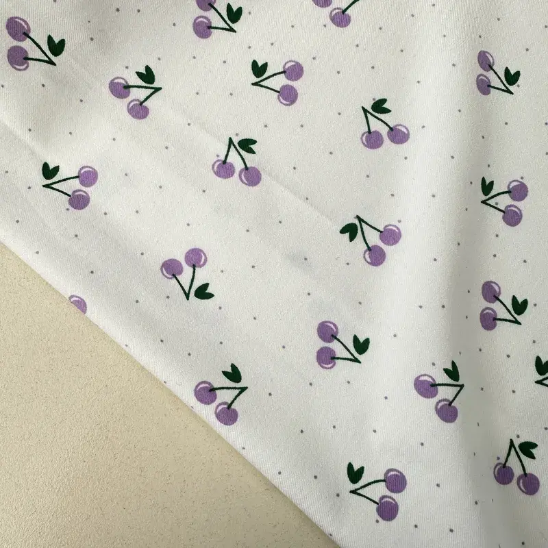 Kirazlı Likralı Poplin Kumaş Lila
