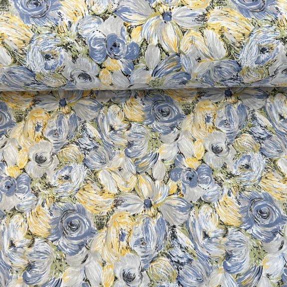 Van Gogh Poplin Kumaş Mavi