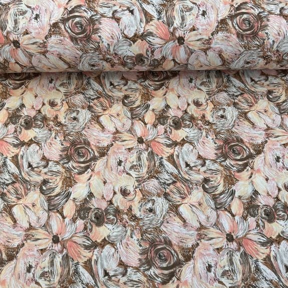 Van Gogh Poplin Kumaş Kahverengi