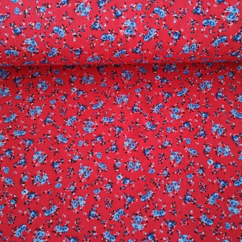 Minik Güller Viskon Kumaş Kırmızı