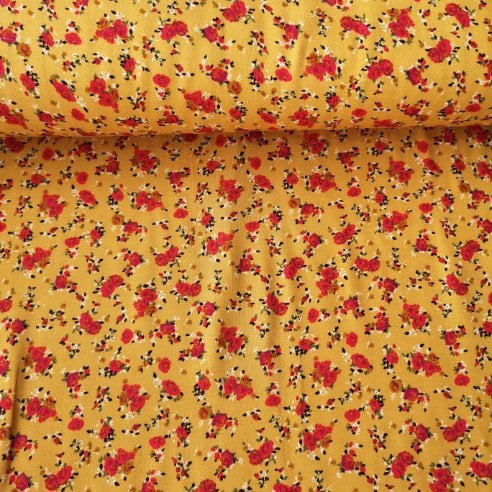Minik Güller Viskon Kumaş Sarı