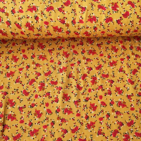 Minik Güller Viskon Kumaş Sarı
