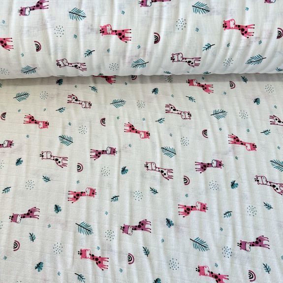 Küçük Zürafa Müslin Bezi Pembe