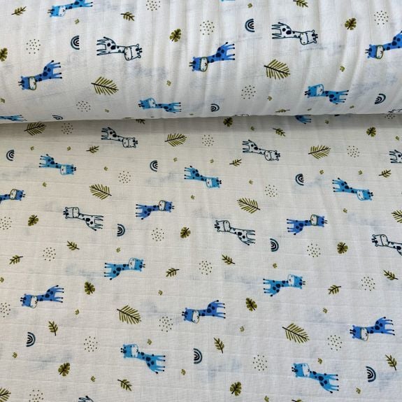 Küçük Zürafa Müslin Bezi Mavi