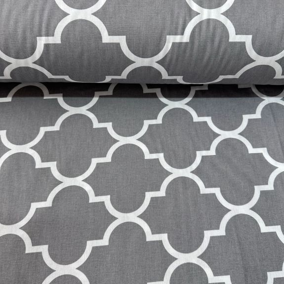 Sur Desen Poplin Kumaş Gri