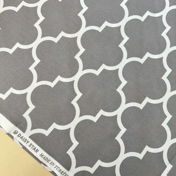 Sur Desen Poplin Kumaş Gri