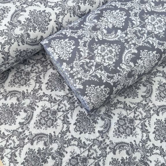 Gri Damask Desen poplin kumaş