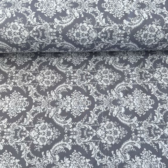 Gri Damask Desen poplin kumaş Gri