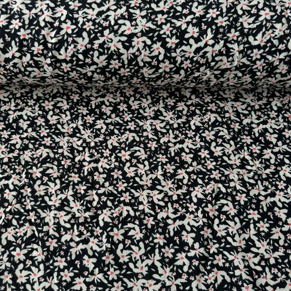 Sık Çiçekli Viskon Kumaş Siyah