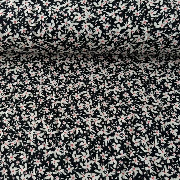 Sık Çiçekli Viskon Kumaş Siyah