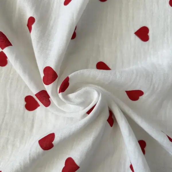 Kırmızı Kalpli Müslin