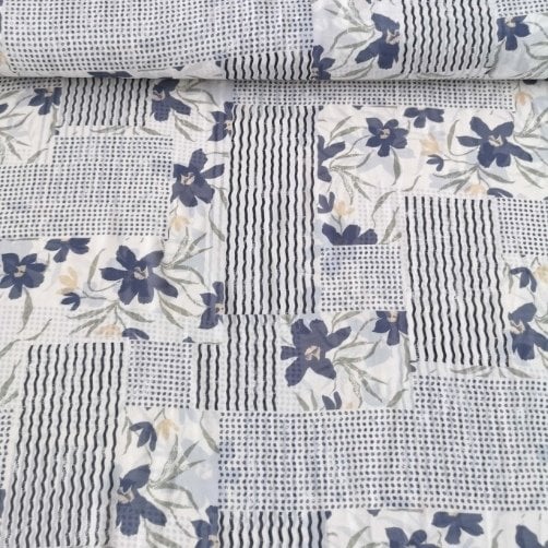 İndigo Çiçekli Şifon