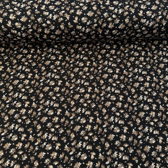 Minik Çiçekler Memoray Kumaş Siyah