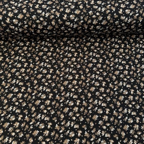 Minik Çiçekler Memoray Kumaş Siyah