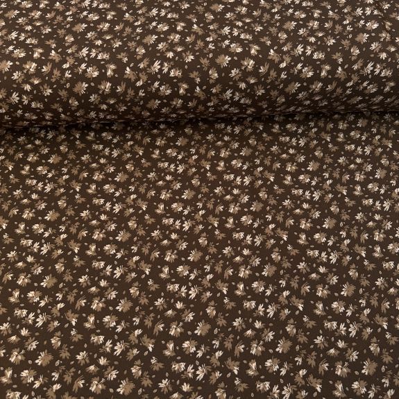 Minik Çiçekler Memoray Kumaş Kahverengi