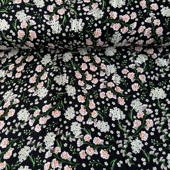 Yaz Neşesi Viskon Kumaş Siyah