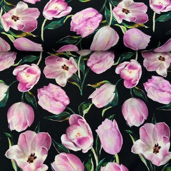 Lale Desenli Krep Kumaş