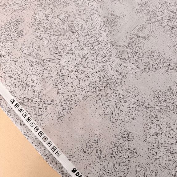 Geometrik Çiçek poplin Kumaş Bej