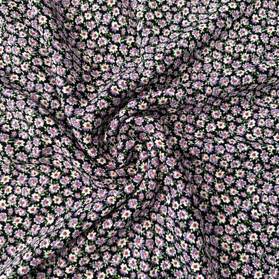 Çıtır Papatyalı Viskon Kumaş Lila