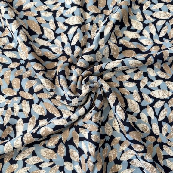 Yapraklar Viskon Kumaş Mavi