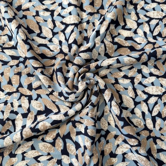 Yapraklar Viskon Kumaş Mavi