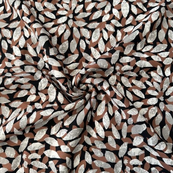 Yapraklar Viskon Kumaş Kahverengi