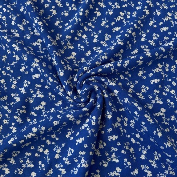 Minik Çiçekli Viskon Kumaşlar Mavi