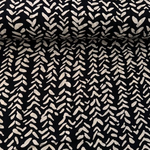 Zincir Desen Viskon Kumaş Siyah