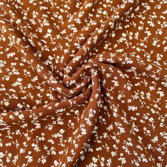 Minik Çiçekli Viskon Kumaşlar Taba