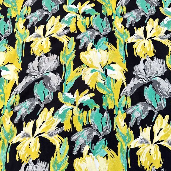 Buket Çiçekli Viskon Kumaş Yeşil