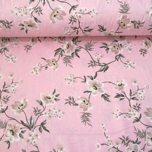 Bahar Papatyaları Poplin Kumaş Pembe