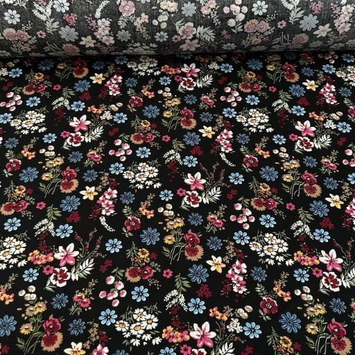 Sümbüller Tek En Viskon Kumaş Siyah