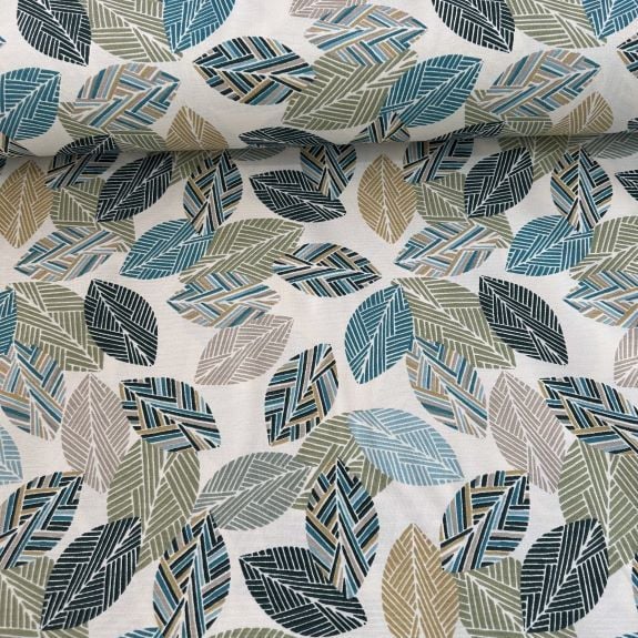 Karışık Yapraklar Duck Bezi Yeşil