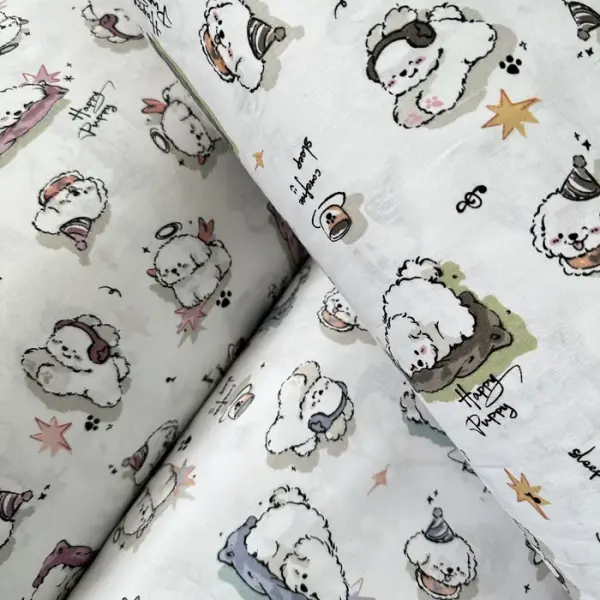 Sevimli Puppy Poplin Kumaş