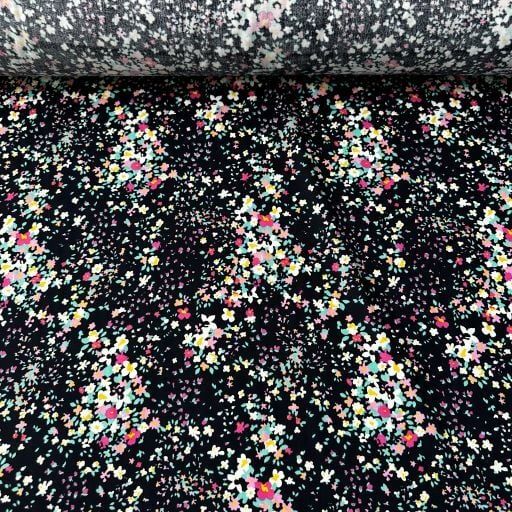 Bahar Çiçekleri Tek En Viskon Kumaş Lacivert