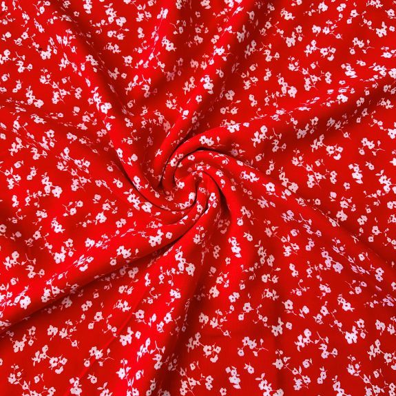 Minik Çiçekli Viskon Kumaşlar Kırmızı