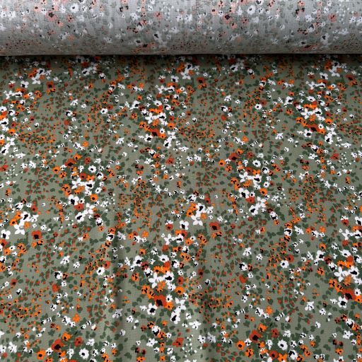 Bahar Çiçekleri Tek En Viskon Kumaş Yeşil