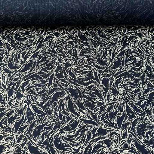 Dalgalı Tek En Viskon Kumaş Lacivert