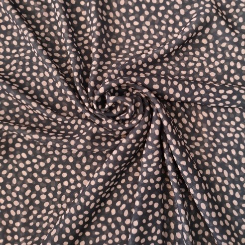 Benekli Desenli Şifon Kahverengi