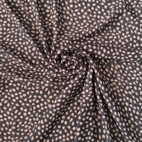 Benekli Desenli Şifon Kahverengi