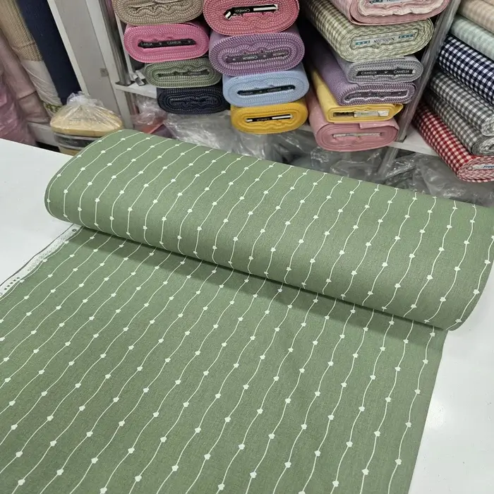 Yeşil Giz Peçvörk Poplin Kumaş 2