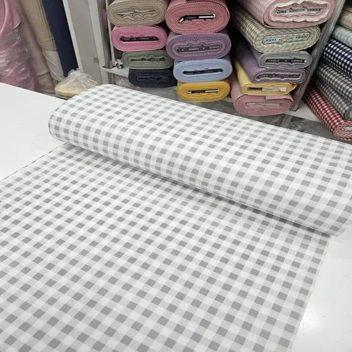 Gri Giz Peçvörk Poplin Kumaş 1