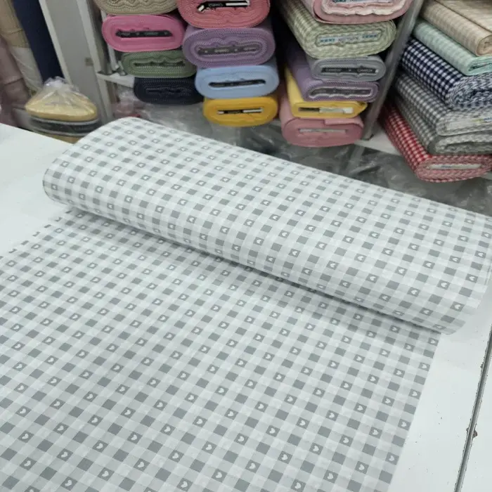 Gri Giz Peçvörk Poplin Kumaş 2