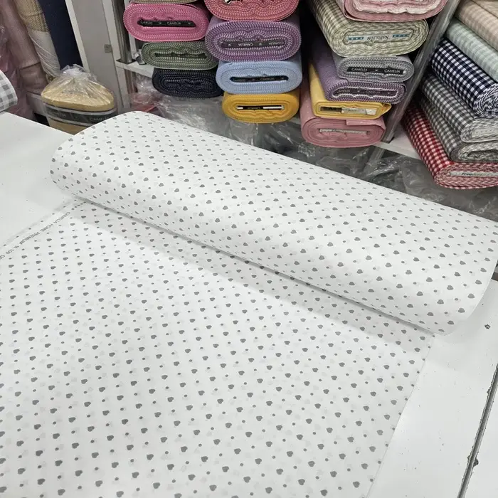 Gri Giz Peçvörk Poplin Kumaş 3