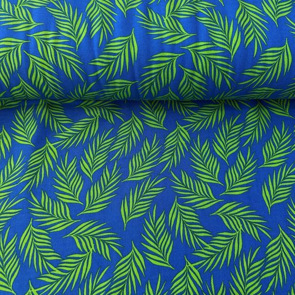 Minik Yapraklar Viskon Kumaş Mavi