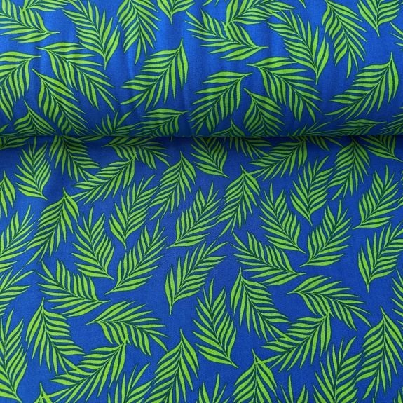 Minik Yapraklar Viskon Kumaş Mavi