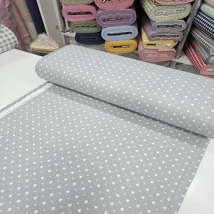 Gri Giz Peçvörk Poplin Kumaş 5