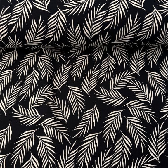 Minik Yapraklar Viskon Kumaş Krem