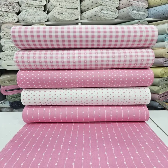 Pembe Giz Peçvörk Poplin Kumaş