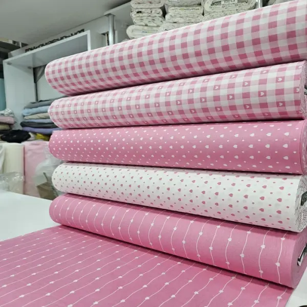 Pembe Giz Peçvörk Poplin Kumaş